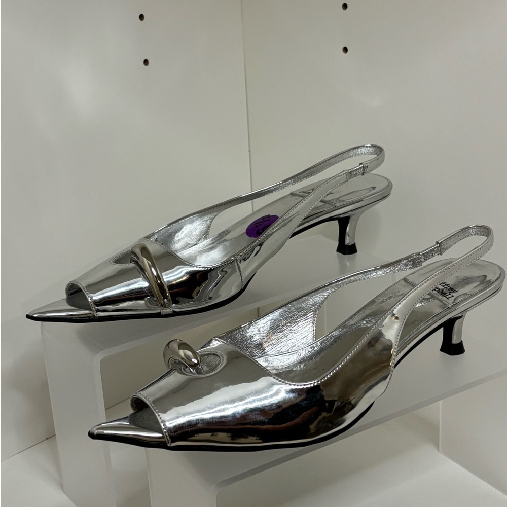 Jeffrey Campbell Metallic Silver Slingback Heels